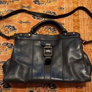 Fossil Black Leather Handbag with Buckle